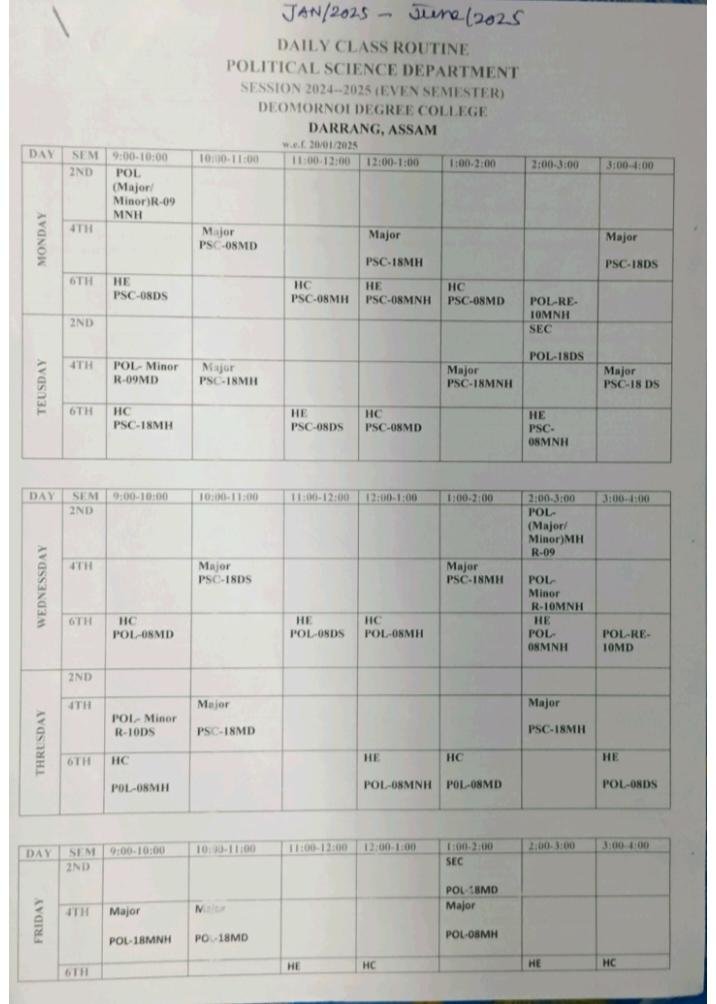 CLASS ROUTINE(JanTo June 2025)